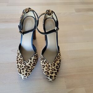 Soludos Collette Leopard Print Calf Hair Ankle Stap Size 8.5